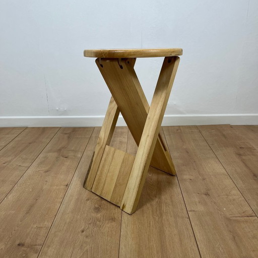 Folding beech stool by Roger Tallon for Sentou, 1970/80
