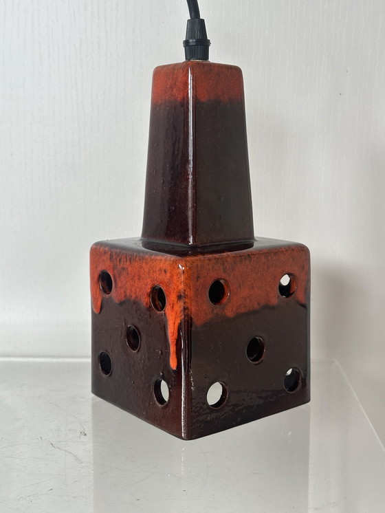 Image 1 of Vintage space age hanglamp retro oranje lava keramiek