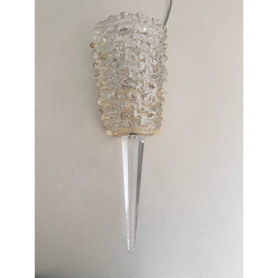 Image 1 of Paire d'appliques murales en verre de Murano clair italien de style Art Déco de Barovier