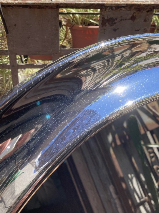 Image 1 of Large mirror with space age chrome frame