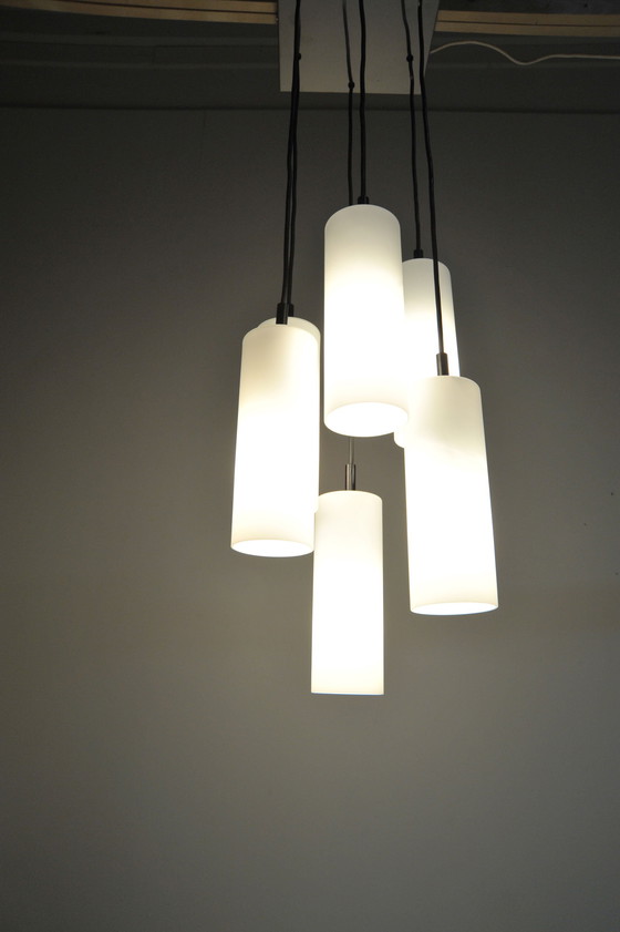 Image 1 of Staf cascadelamp met 6 glazen buizen (jaren 1970)