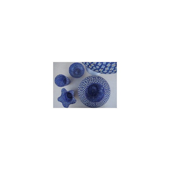 Image 1 of Set of vintage hand-painted glasses, bowls and lamps, 1990s