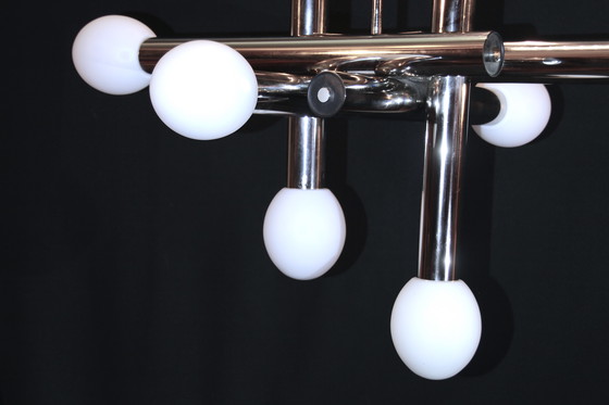 Image 1 of Gaetano Sciolari Mid-Century Chrome Chandelier