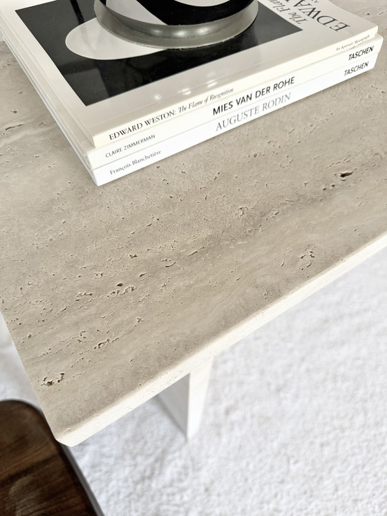 Image 1 of Travertine console table