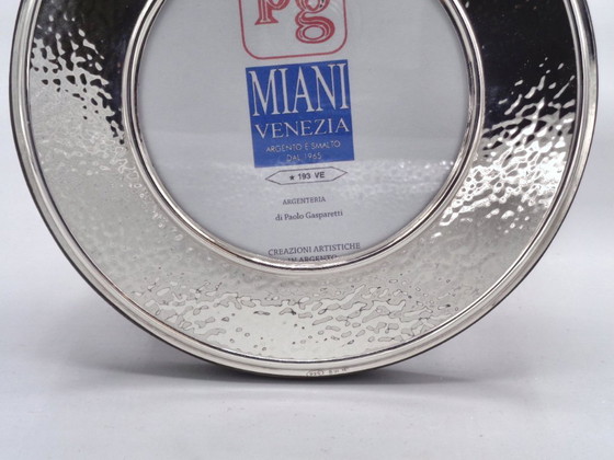 Image 1 of Hammered 925 silver photo frame, 15cm diameter