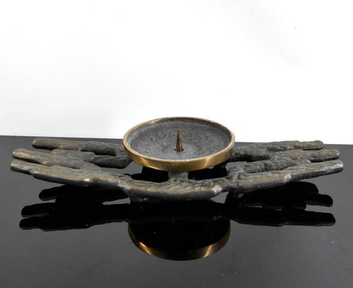Brutalist bronze candlestick, Horst Dahlbeck, 1960s