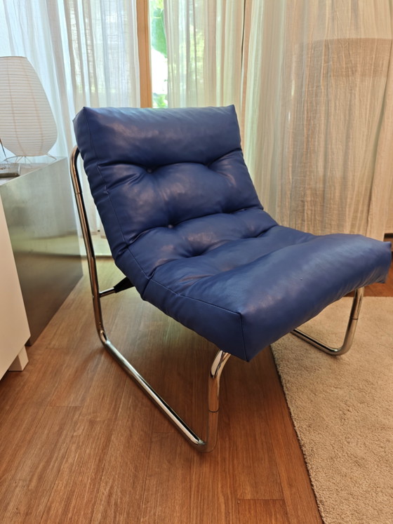IKEA 70s Vintage Pixi Armchair blue Space Age Chrome Faux Leather retro 70s Gillis Lundgren Design – Plastic (photo 2 of 4)