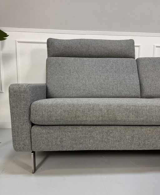 COR Conseta Sofa 2.5 Sitzer Stoff Grau Garnitur + Kopfstütze