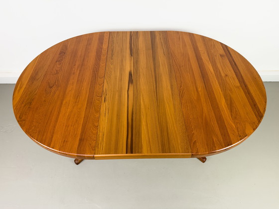 Image 1 of Danish Round Teak Dining Table With Extension, 1970S