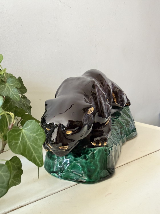 Mid Century Keramieken Beeld Luipaard – Decoratieve objecten, Ceramic (photo 6 of 6)