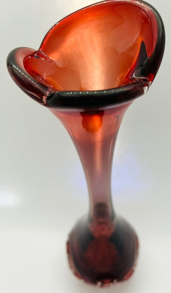 Image 1 of Retro sueco- Börne augustsson- Jarrón con huella digital - alto- rojo