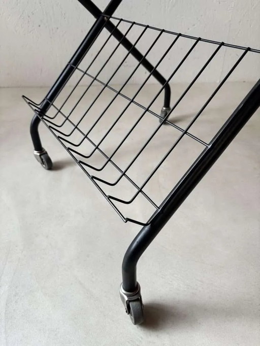 Skandinavischer Vintage Lesewagen Teak Metall Messing 1960er Jahre