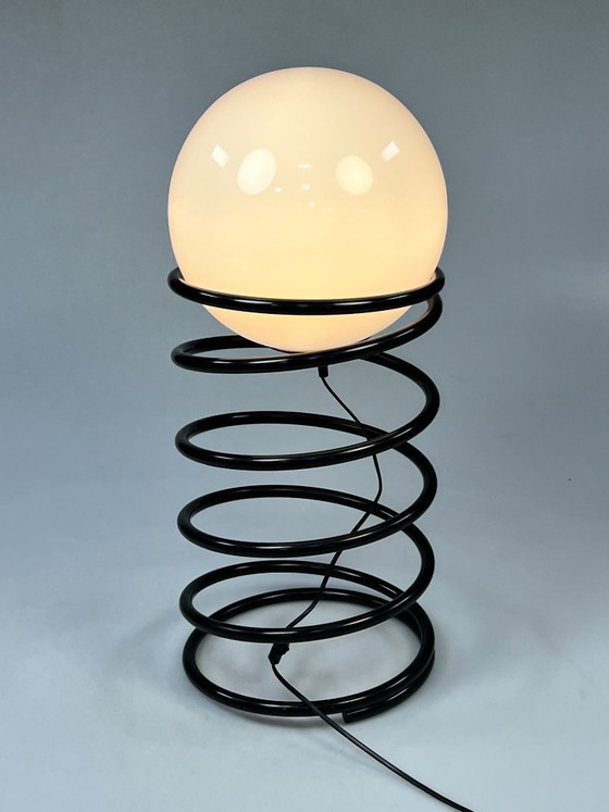 Image 1 of Vintage XL Woja Black Spiral Lamp, Globe Lamp, Netherlands 70's