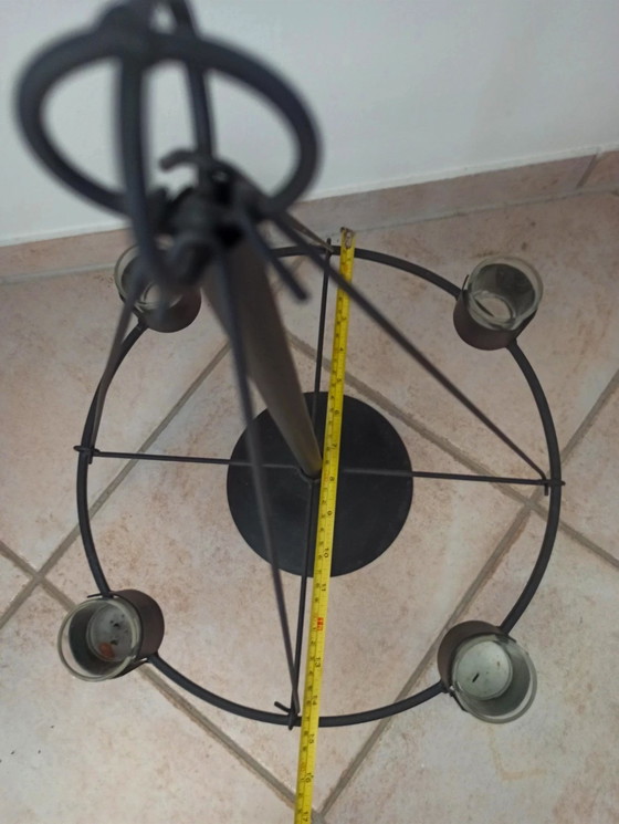 Image 1 of Porte-bougie flottant vintage en métal noir pour 4 bougies chauffe-plat | Idéal comme couronne de l'Avent