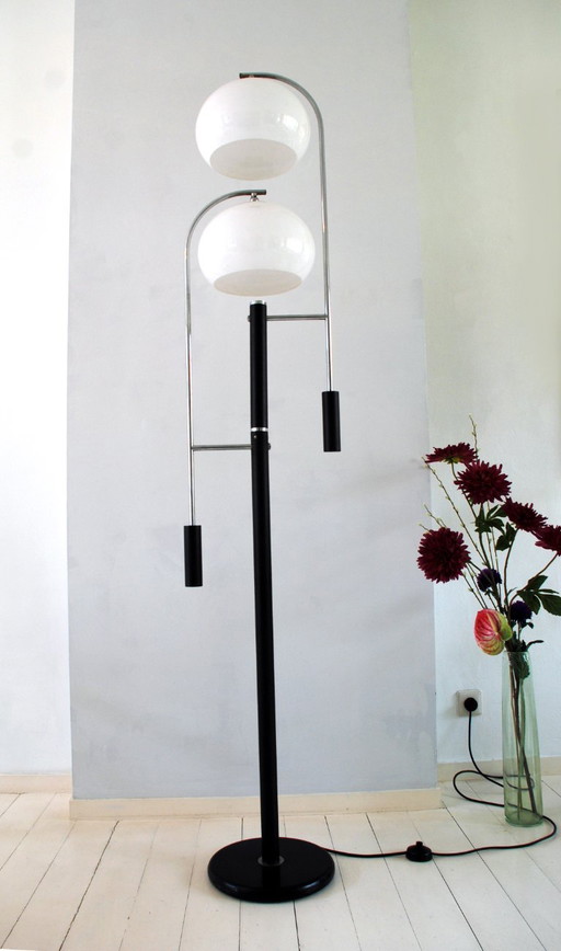 White Dijkstra Mushroom Swing Arm Space-Age Floor Lamp