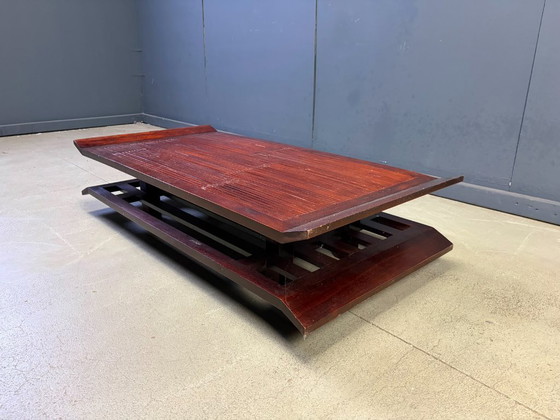 Two-Tiered Pagoda Wabi Sabi Style Coffee Table in Wood and Bamboo 1970s (photo 7 of 10)