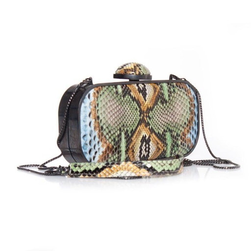 Maison Du Posh, mehrfarbige Python-Clutch
