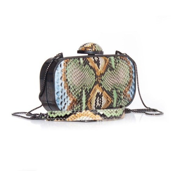 Image 1 of Maison Du Posh, mehrfarbige Python-Clutch