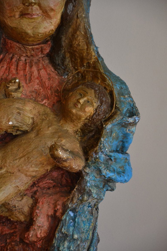 Image 1 of Groot Maria beeld van rond 1920 - Papier Marche