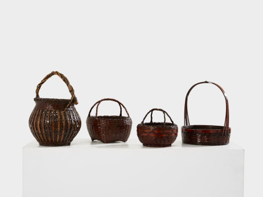Set di cestini di bambù Ikebana Maeda Chikubōsai periodo Meiji 