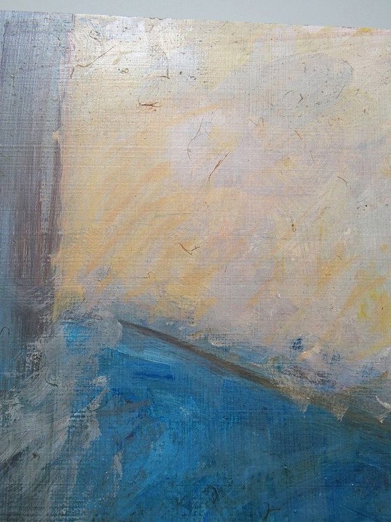 Image 1 of Large painting of a reclining nude woman, modern oil on panel, vintage style