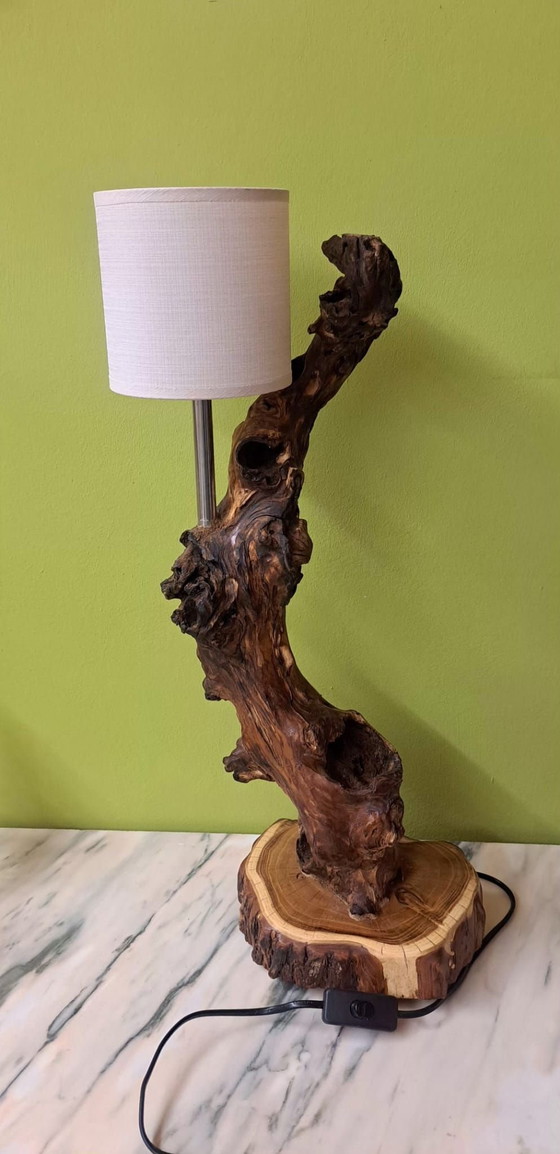 Lampe artisanale, Métal, Textile, Marron (photo 2 sur 12)