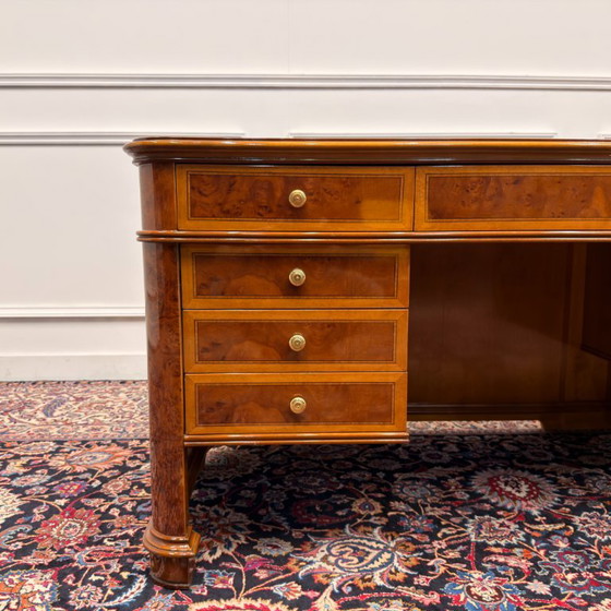Antique Classic Italian Desk with Back Panel – Wood, Brass (photo 12 of 20)