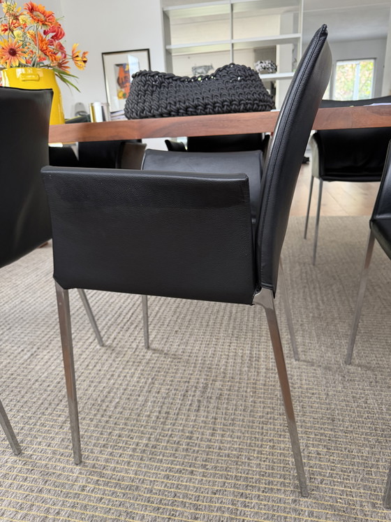 6x Zanotti Lia eetkamerstoelen met armleuning zwart – Zanotta, Leather, Metal (photo 10 of 15)