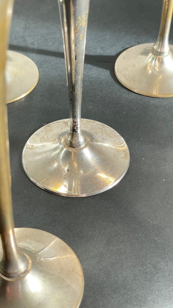 Image 1 of 6 vintage champagneglazen van verzilverd messing