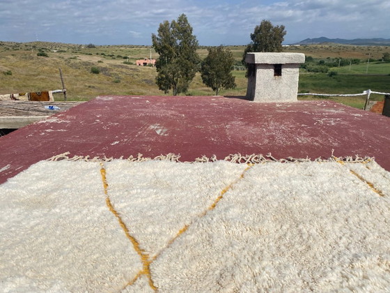 Image 1 of Beni Ouarain Rug 200x200 cm – Handmade Moroccan Wool Carpet – Ivory Berber Geometric Design