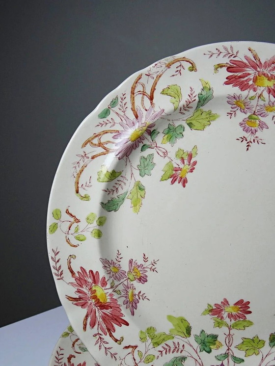 4 antike Dessertteller Longchamp Daisies Ironstone polychrom – Geschirr, Porzellan, Art Nouveau (photo 9 of 16)