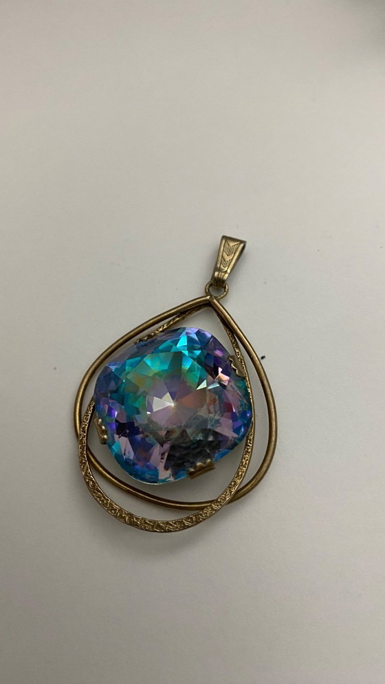 Image 1 of Pendentif en argent 830 avec une grosse pierre à facettes