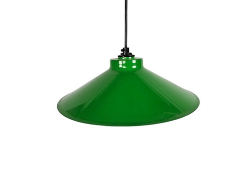 Industrial - enamel - pendant lamp - 60s