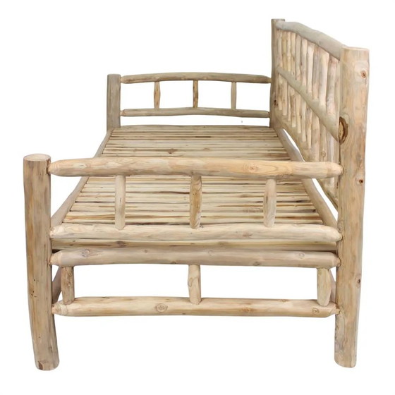 HOLZBANK MIT PANIOL-KISSEN – 2 Sitzer Sofas, Rustic (photo 3 of 8)