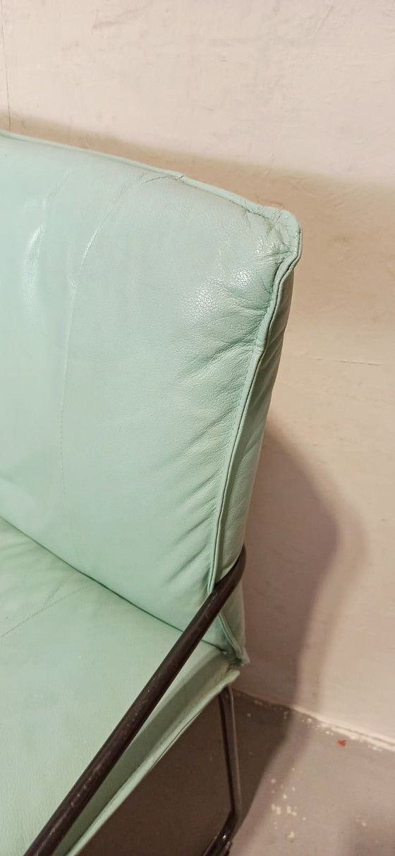 Image 1 of 4 x vintage Italiaanse leren eetkamerstoelen