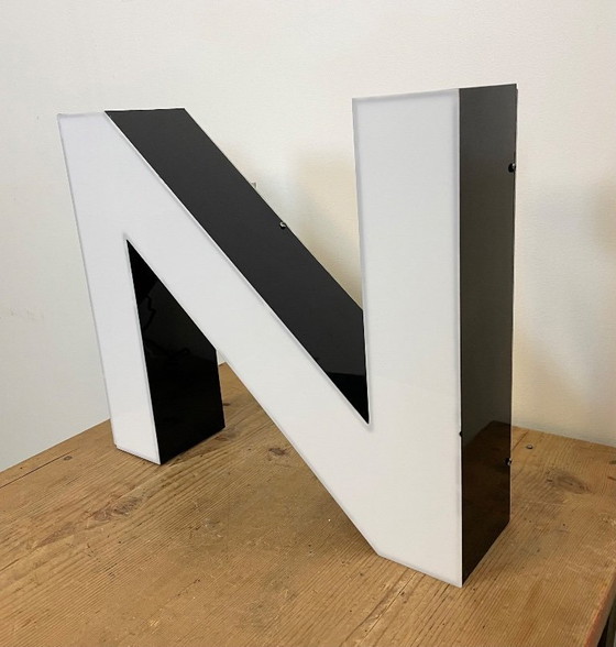 Image 1 of Large Vintage Illuminated Letter N , 1980s