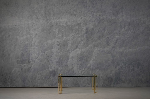 Grande table basse vintage en bronze et verre, signée Peter Ghyczy, Allemagne, années 1970