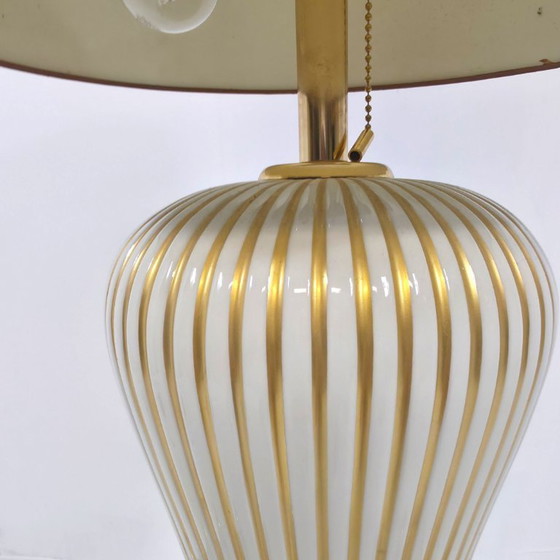 Image 1 of Mangani Italy porcelain table lamp, 1980s gold with white