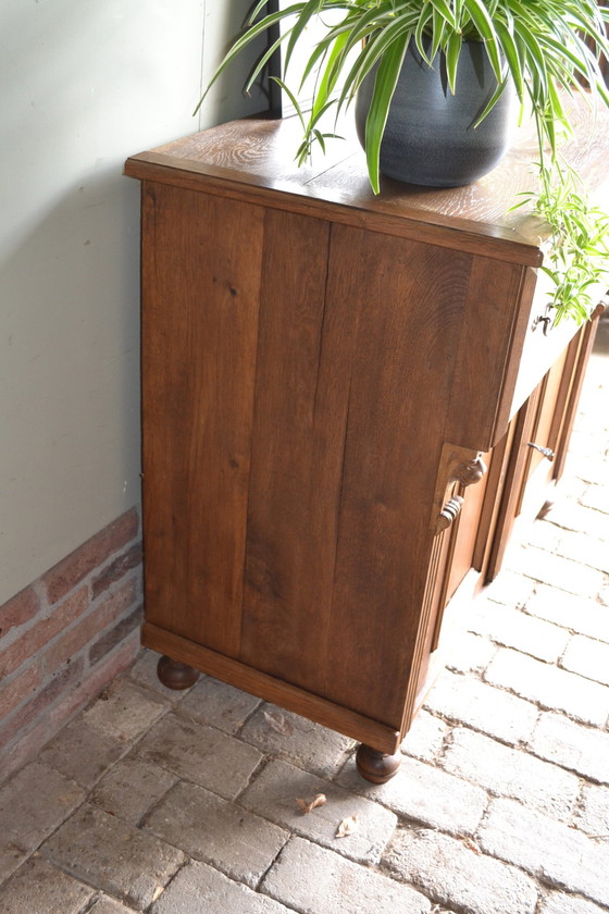 Image 1 of Antique oak wooden sideboard.