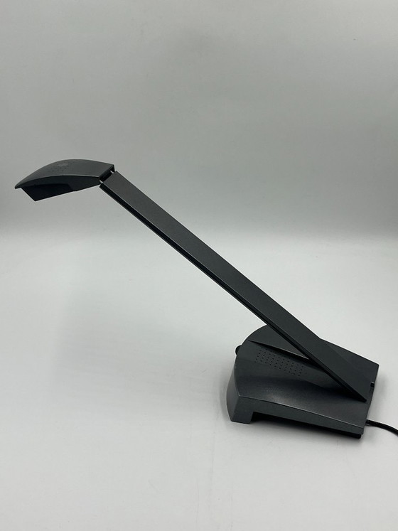 Massive Teleskop-Halogen-Schreibtischlampe, Schreibtischlampen, Metall, Kunststoff, Grau, Modern (Foto 6 von 15)