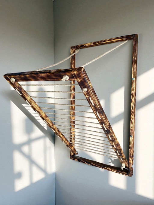 Stendibiancheria artigianale, stendibiancheria pieghevole, portabiancheria - Rustico