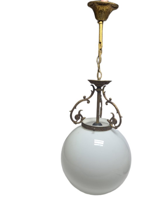Vintage Pending Lamp, Poland, 1960s – Pendant lamps, Glass, Metal (photo 4 of 10)