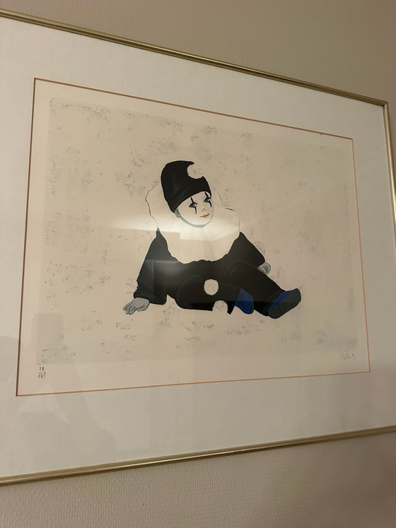 Lithograph Jef Wauters ‘harlequin’ – Wall decoration, Glass, Metal (photo 2 of 5)