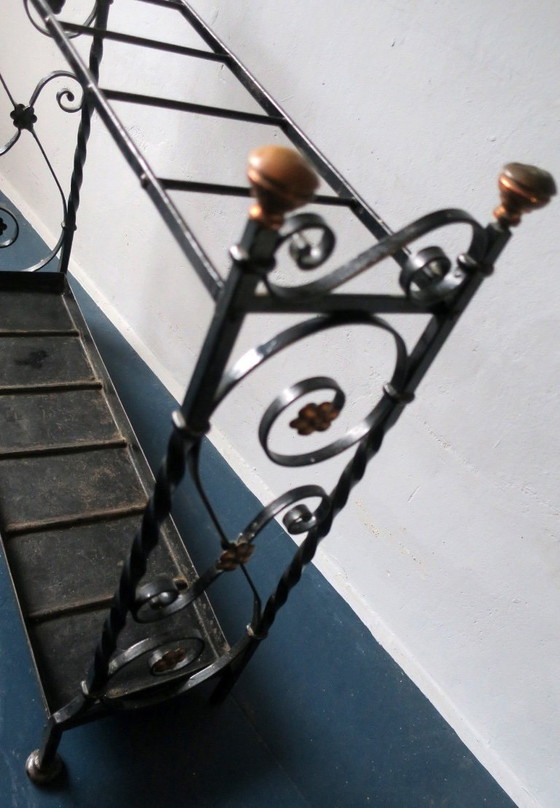 Image 1 of Antique Wrought Iron and Brass Umbrella Stand, 1890s