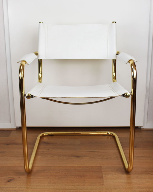 4x vintage gilded chrome tubular frame chairs