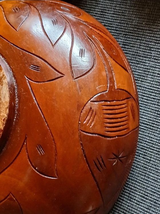 Image 1 of Vintage handgestoken teakhouten saladeset