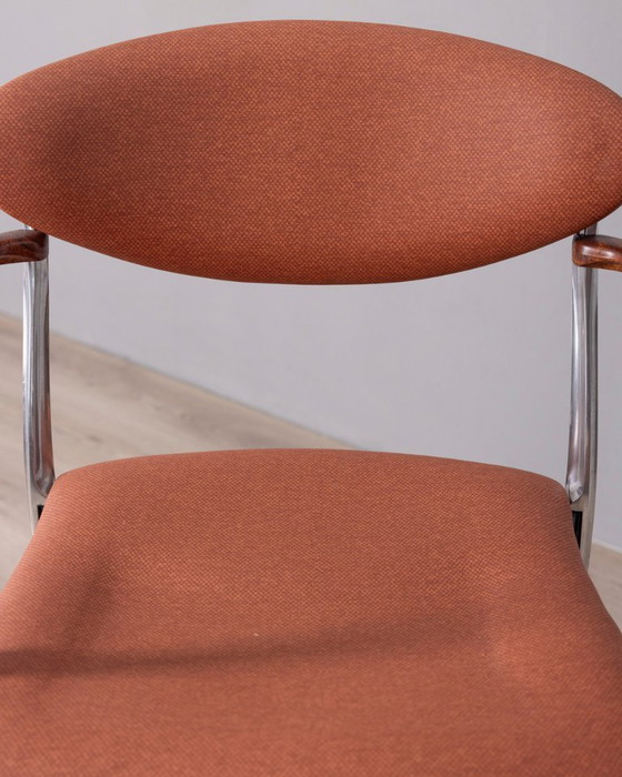 Image 1 of Set di 5 sedie vintage Coro degli anni '80 con braccioli, disegnate da Origlia per Origlia Italia.