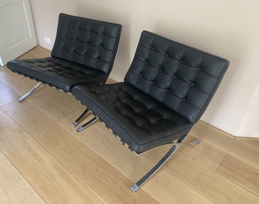 2x Barcelona fauteuil - replica - zwart leer