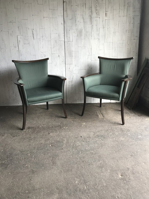 Set van Mid-Century Houten Fauteuils, jaren 60