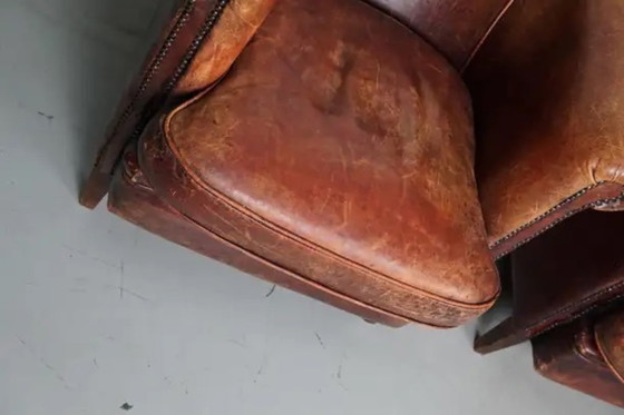 Image 1 of Poltrone da club vintage olandesi in pelle color cognac, set da 2